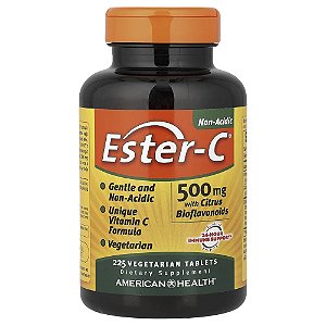 Suplemento de Vitamina C Ester-C com Bioflavonoides Cítricos 500 mg 225 Comprimidos Vegetarianos - American Health