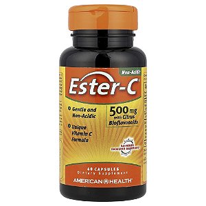 Suplemento de Vitamina C Ester-C com Bioflavonoides Cítricos 500 mg 60 Cápsulas - American Health