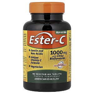 Suplemento de Vitamina C Ester-C com Bioflavonoides Cítricos 1000 mg 90 Comprimidos Vegetarianos - American Health