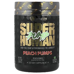 Pré-Treino Sem Cafeína SuperHuman Pump Sabor Anéis de Pêssego Peach Pumps 378 g - ALPHA LION