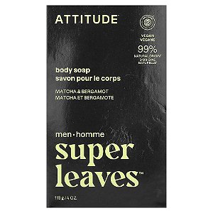 Sabonete em Barra Masculino Super Leaves Matcha e Bergamota 113 g - ATTITUDE