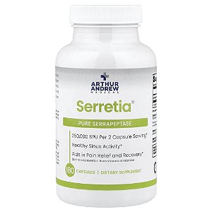 Serretia Serrapeptase Pura 125000 SPUs 180 Cápsulas - Arthur Andrew Medical