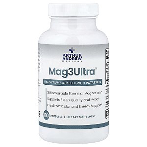 Mag3Ultra Complexo de Magnésio e Potássio 180 Cápsulas - Arthur Andrew Medical