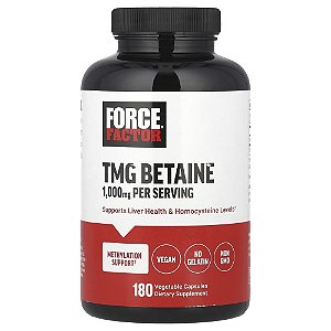 TMG Betaína Trimetilglicina 500 mg 180 Cápsulas Vegetais - Force Factor