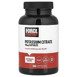 Citrato de Potássio 99 mg 180 Cápsulas Vegetais - Force Factor