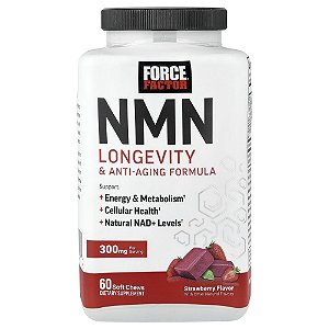 NMN Antienvelhecimento Sabor Morango 60 Cápsulas Mastigáveis - Force Factor