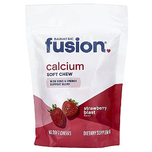 Citrato de Cálcio Mastigável Sabor Morango Strawberry Burst 60 Comprimidos - Bariatric Fusion