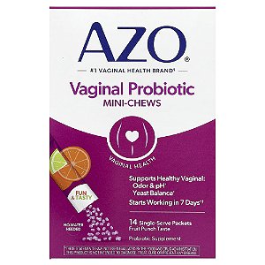 AZO - Probiótico Vaginal Mastigável Sabor Ponche de Frutas 14 Sachês de 1.4 g
