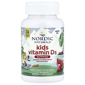 Nordic Naturals - Suplemento de Vitamina D3 Infantil 400 UI Melancia Silvestre 60 Gomas