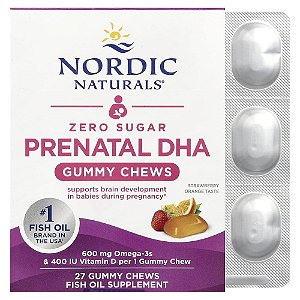 Nordic Naturals - Suplemento de Ômega-3 Pré-Natal em Gomas Morango e Laranja 27 Gomas
