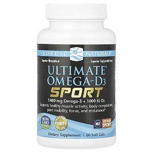 Nordic Naturals - Suplemento de Ômega-3 com Vitamina D3 Ultimate Omega D3 Sport 60 Softgels