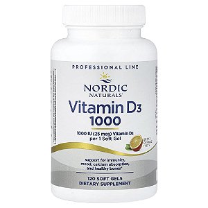 Nordic Naturals - Suplemento de Vitamina D3 1000 UI Sabor Laranja 120 Softgels