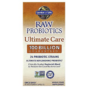 Garden of Life - Probiótico de Alta Potência RAW Probiotics Ultimate Care 100 Bilhões 30 Cápsulas