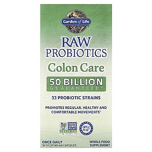 Garden of Life - Probiótico para Saúde do Cólon RAW Probiotics Colon Care 50 Bilhões 30 Cápsulas