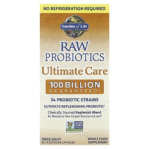 Garden of Life - Probiótico de Alta Potência RAW Probiotics Ultimate Care 30 Cápsulas