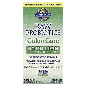 Garden of Life - Probiótico para Saúde do Cólon RAW Probiotics Colon Care 30 Cápsulas