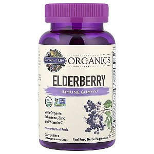 Garden of Life - Gomas de Sabugueiro Orgânico para Imunidade mykind Organics Elderberry 120 Gomas