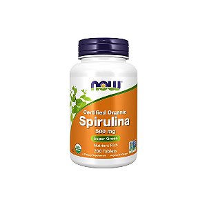 Certified Organic Spirulina 500mg 200 Tabletes - Now Foods