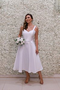 VESTIDO MIDI ZIBELINE COM DECOTE CORAÇÃO LAÇO CHANEL