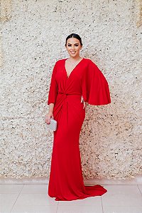 VESTIDO UNITY SEVEN VERMELHO MANGA MORCEGO