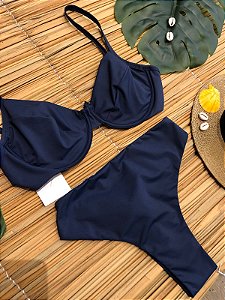 BIQUÍNI MARINA TRANSPASSADO AZUL MARINHO HOT PANTS