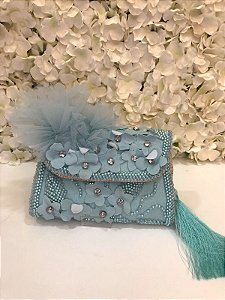 BOLSA MARIE PLUMAS AZUL ACQUA