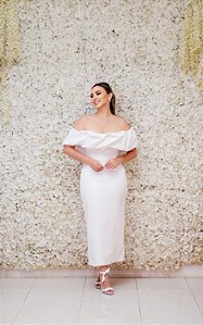 VESTIDO MIDI AGILITÁ BRANCO OMBRO A OMBRO