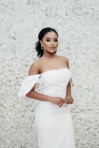 VESTIDO MIDI AGILITÁ BRANCO OMBRO A OMBRO LAÇO