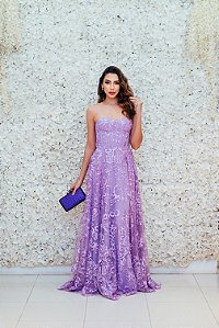VESTIDO TOMARA QUE CAIA LAVANDA/ LILÁS RENDA GLORIA RABELLO