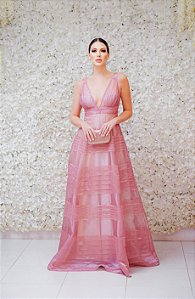 VESTIDO ROSÊ/ ROSA CANELA EM ORGANZA