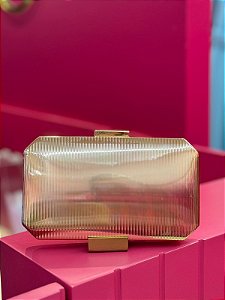 BOLSA METAL LISTRAS DOURADA