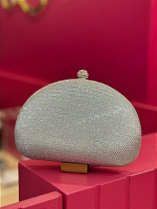 BOLSA PRATA SEMI BOLA MINI STRASS