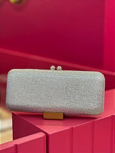 BOLSA PRATA RETANGULO MINI STRASS