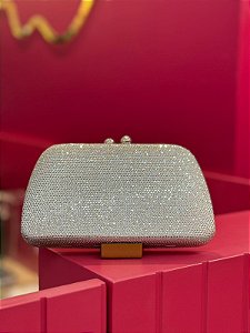 BOLSA PRATA TRAPEZIO MINI STRASS