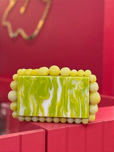 BOLSA BUBBLE MARMORIZADA VERDE E BRANCO CULT GAIA