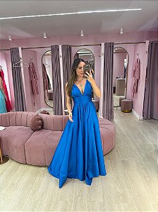VESTIDO CLASSIC BLUE TAFETÁ