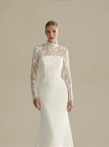 CASAQUETO RENDA CHANTILLY GOLA ALTA PRONOVIAS