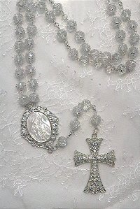 TERÇO PRATA MEDALHA SAGRADO CORAÇAO DE JESUS