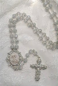 TERÇO PRATA MEDALHA NOSSA SENHORA DA SAGRADA FAMÍLIA