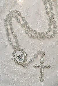 TERÇO PRATA MEDALHA ESPÍRITO SANTO