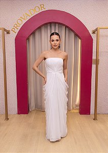 VESTIDO LONGO BRANCO TOMARA QUE CAIA MUSSELINE