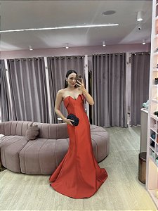 VESTIDO TOMARA QUE CAIA FÁTIMA SCOFIELD VERMELHO ZIBELINE SEREIA