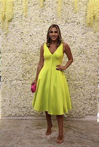 VESTIDO MIDI VERDE NEON MABEL MAGALHÃES
