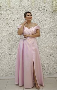 VESTIDO PS LAVANDA OMBRO A OMBRO COM FENDA
