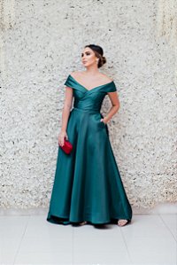VESTIDO VERDE PRINCESA OMBRO A OMBRO