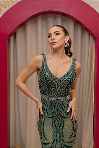 VESTIDO VERDE NY COM DECOTE EM V NAS COSTAS