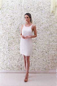 VESTIDO CURTO BRANCO COM FRANJAS CAOS