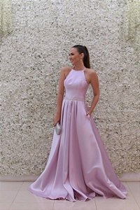 VESTIDO LAVANDA PRINCESA COM CINTO BORDADO