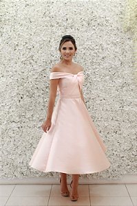 VESTIDO MAYARA ROSE OMBRO A OMBRO ZIBELINE PRINCESA