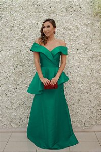 VESTIDO JULIANA VERDE ESMERALDA CROPPED E SAIA PEPLUM